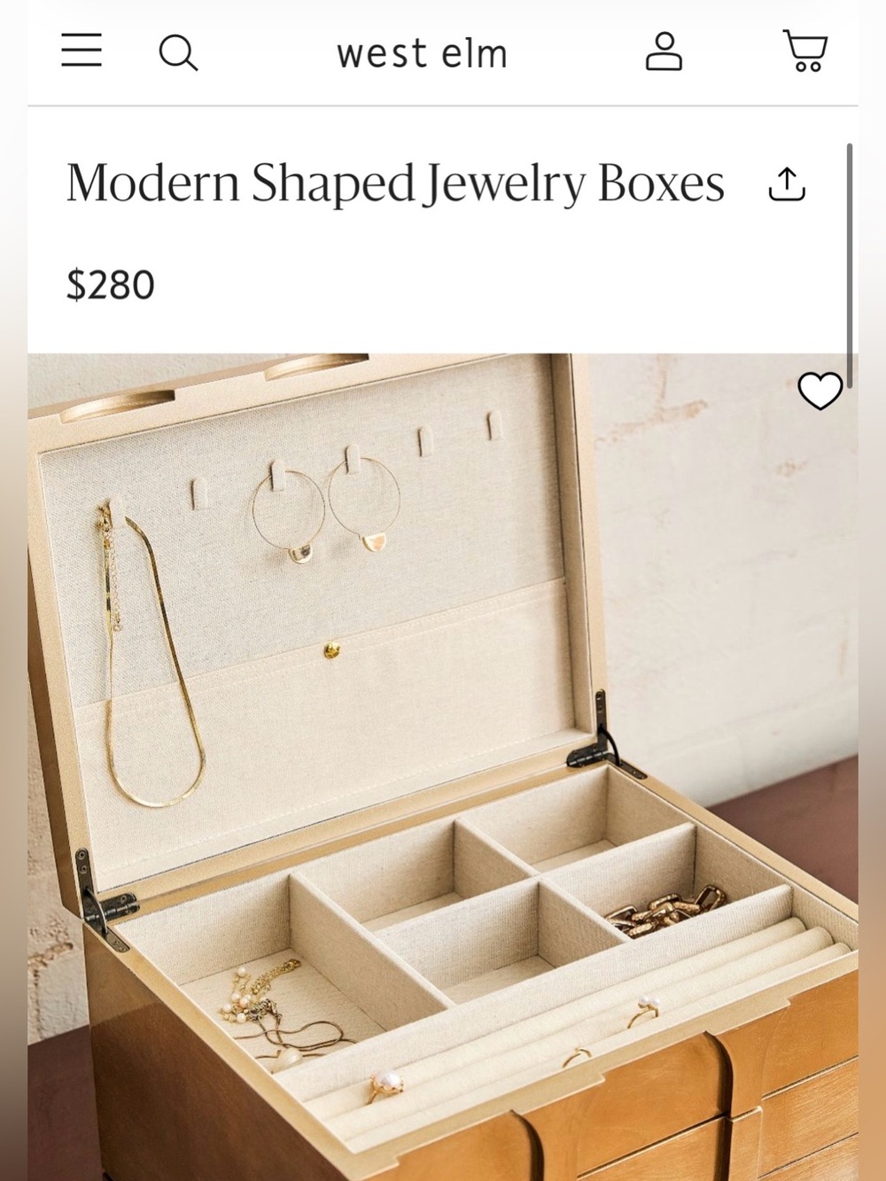 West Elm Modern Shaped Jewelry Box NIB